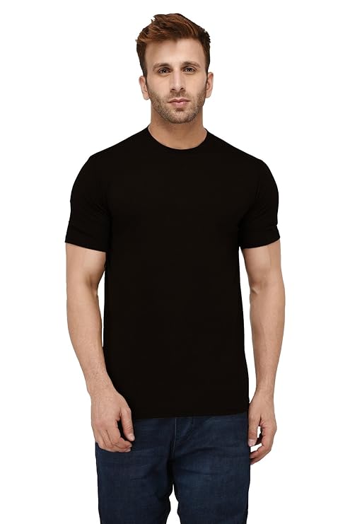 Men’s Black Cotton Round Neck T-Shirt