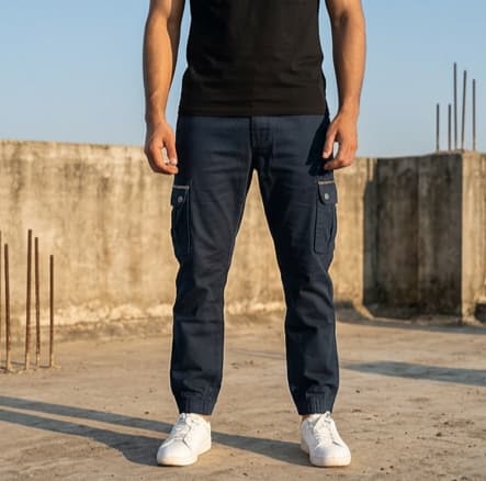 Men’s Navy Blue Casual Slim Fit Cargo Pants