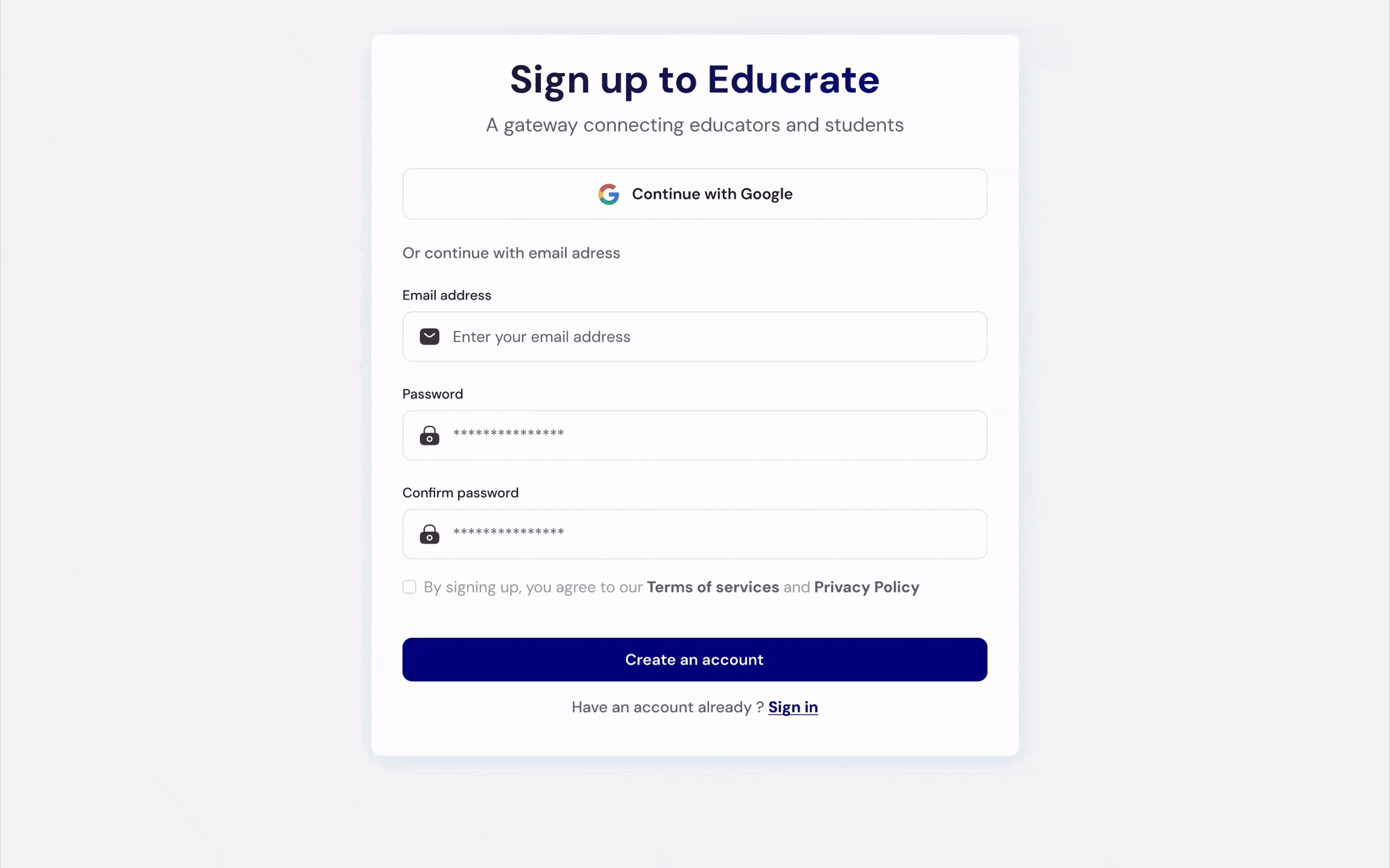 Educrate Platform Onboarding ↗