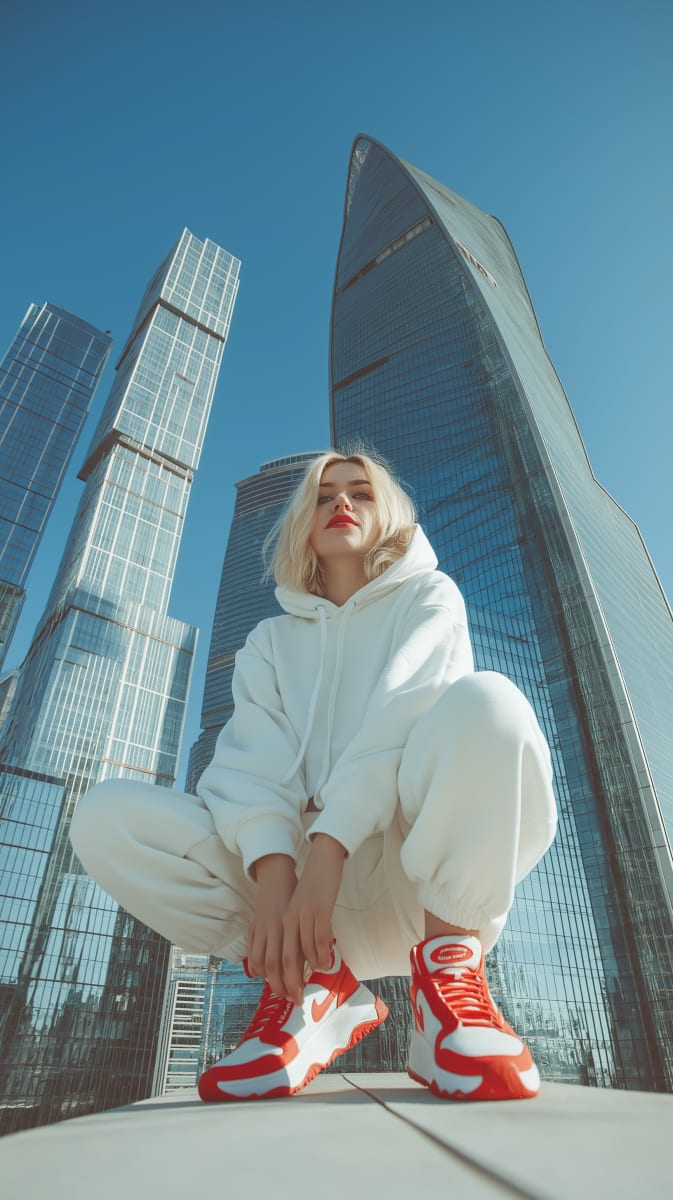 Cinematic Caucasian Woman Urban Street Style Portrait - Midjourney AI Art Prompt for Image Generation