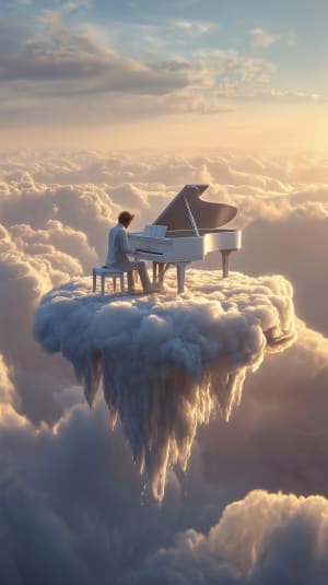 Ethereal Piano Performance Above the Clouds