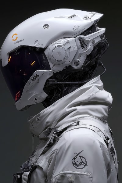 AI Digital Image - Futuristic Cyberpunk Person with Helmet