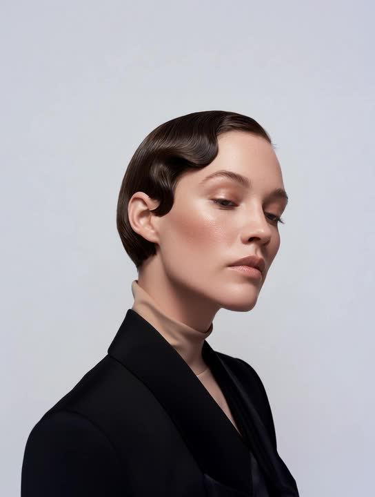 Elegant Vintage Waves: High-Fashion Portrait Insights