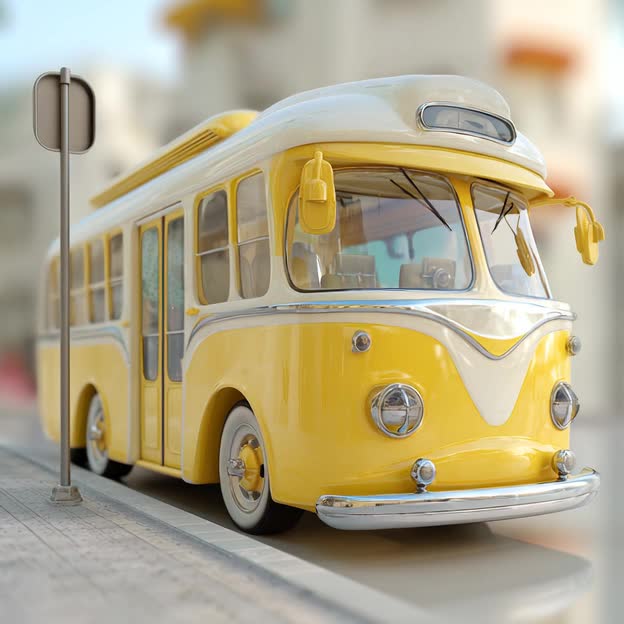 Charming Pixar-Style 3D Render of City Bus Scene