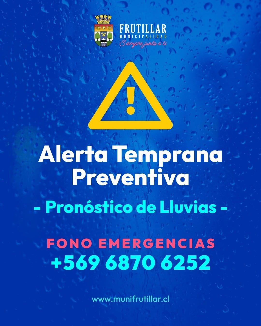 Alerta Temprana Preventiva emitida por la Municipalidad de Frutillar.
