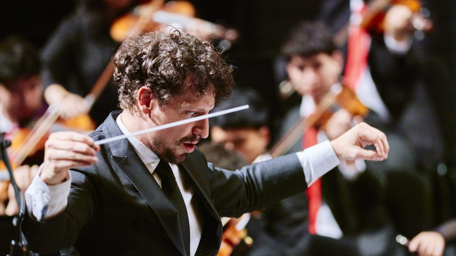Director de orquesta en pleno concierto de las Semanas Musicales de Frutillar, imagen de archivo