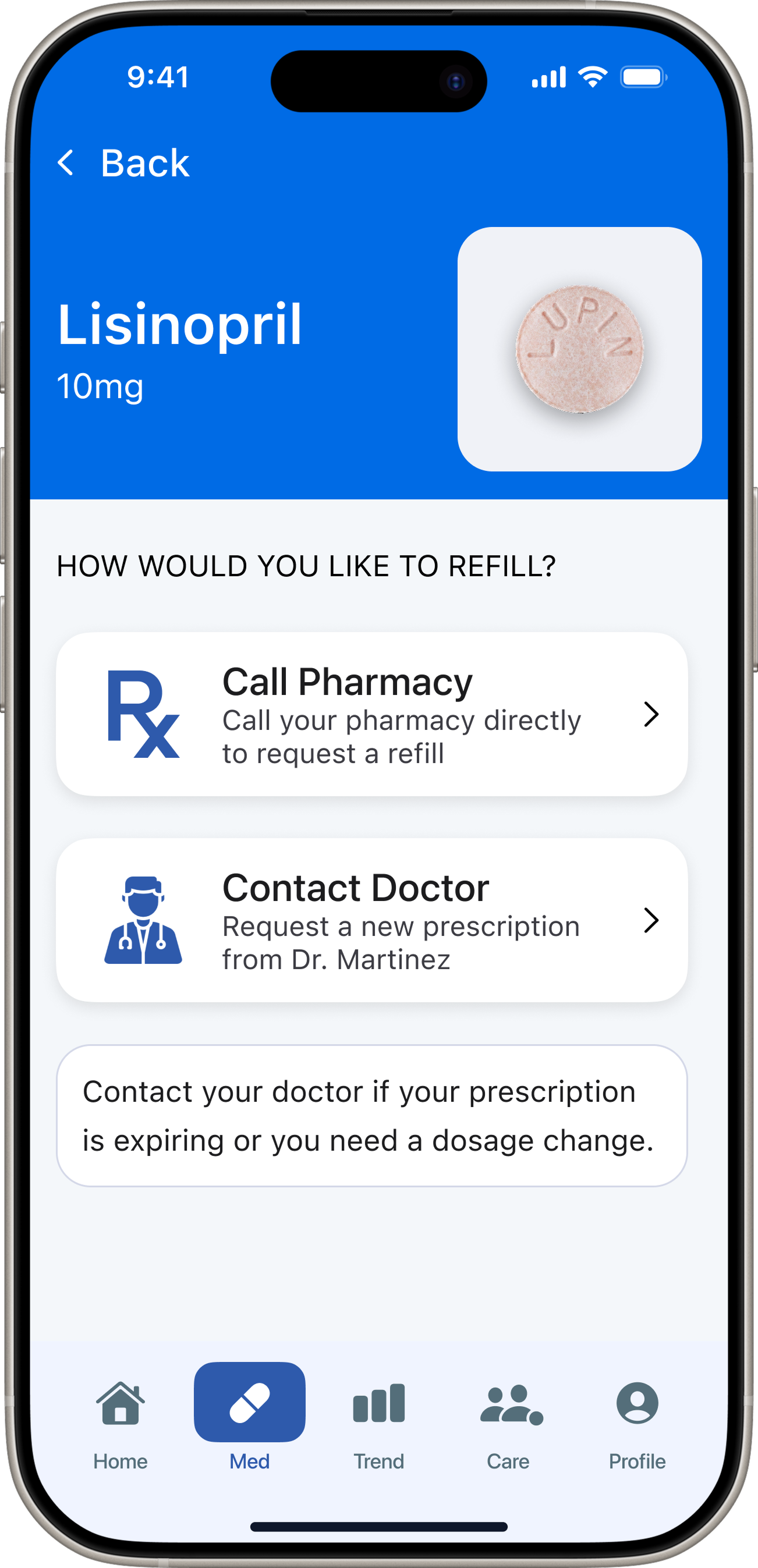 DoseCare medication refill