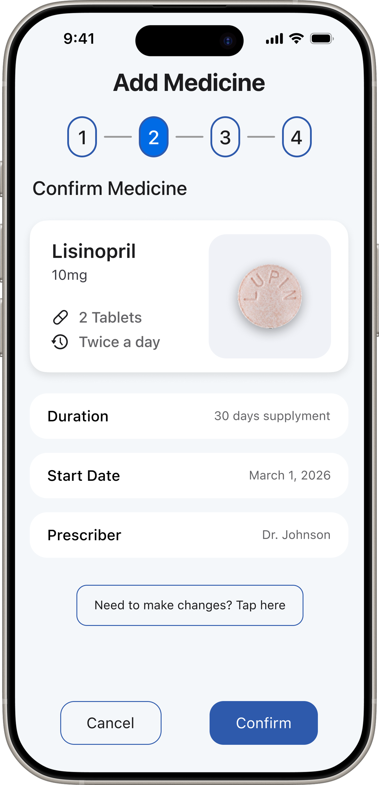 Step 2 — Confirm Medicine
