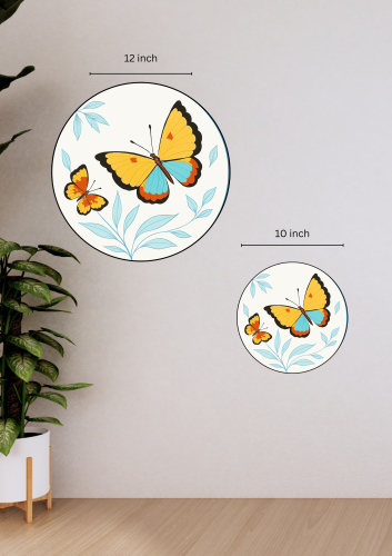 Yellow black butterflies near leafs Ceramic Decorative Wall Plate 9 inch