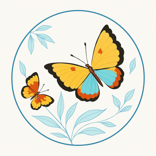 Yellow black butterflies near leafs Ceramic Decorative Wall Plate 7.5 inch