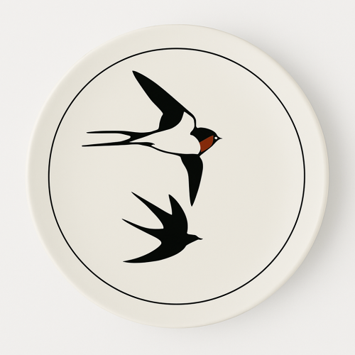 Swallow's Flight on Ceramic Decorative Wall Plate 7.5 inch