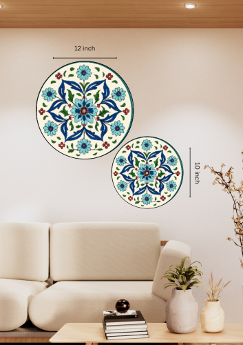 Teal Blossom Set on Ceramic Decorative Wall Plate 7.5 inch