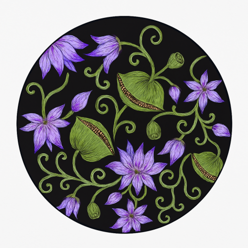Violet Bloom flowers on Ceramic Decorative Wall Plate 7.5 inch