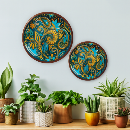 Royal Turquoise Paisley Wooden Wall Plate - Image 3