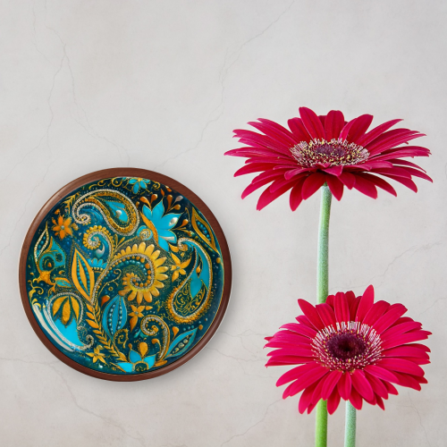 Royal Turquoise Paisley Wooden Wall Plate - Image 4