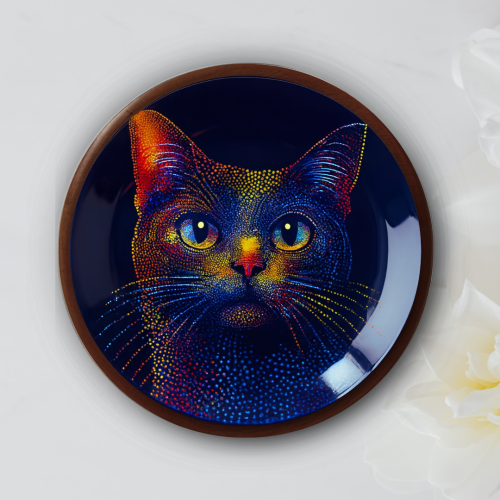 Celestial Whiskers Wooden Wall Plate - Image 1