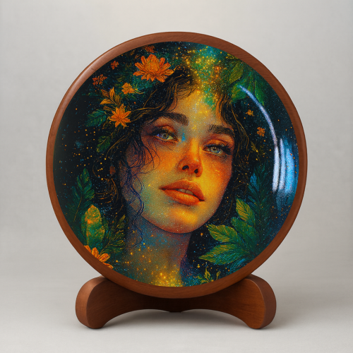 Cosmic Bloom Wooden Wall Plate - Image 2