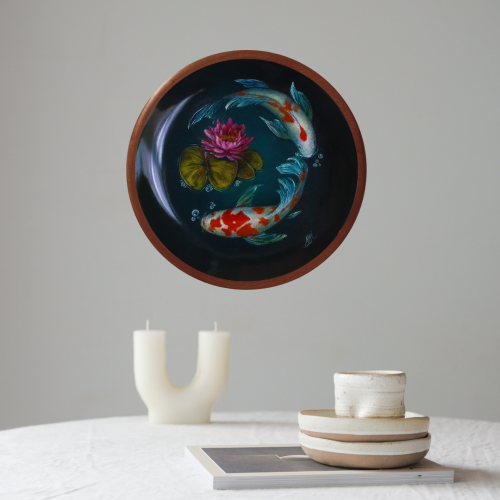 Lotus Drift Wooden Wall Plate - Image 1