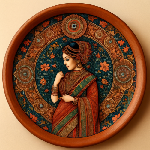 Meera’s Reverie Wooden Wall Plate - Image 1