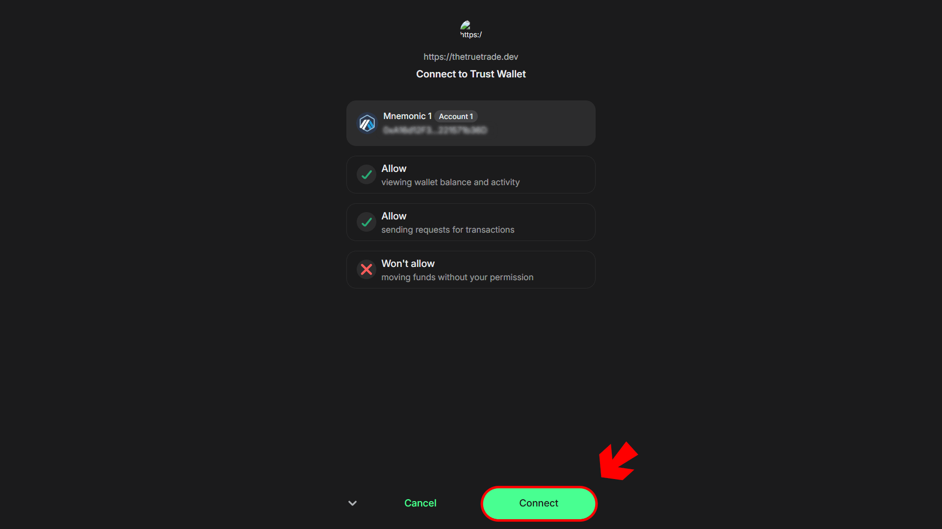 Approve wallet connection