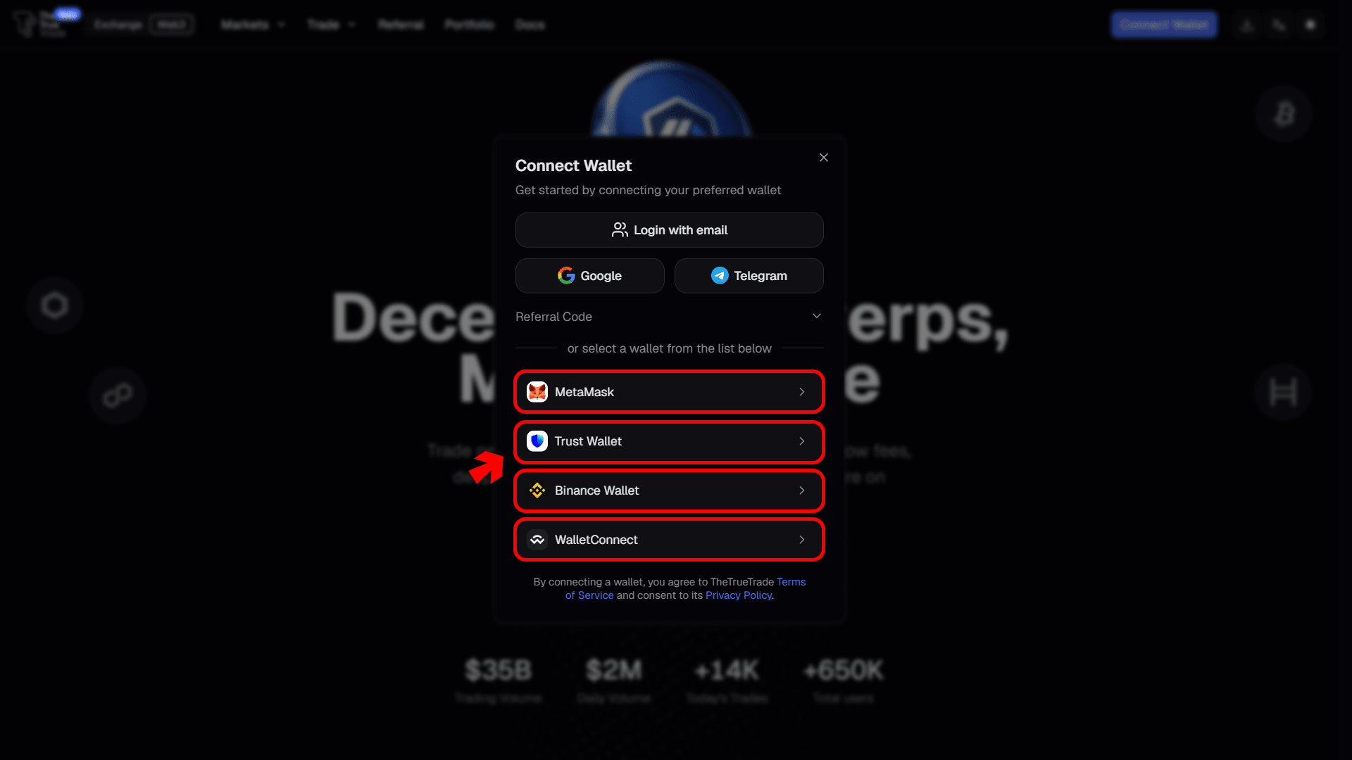 Wallet provider selection