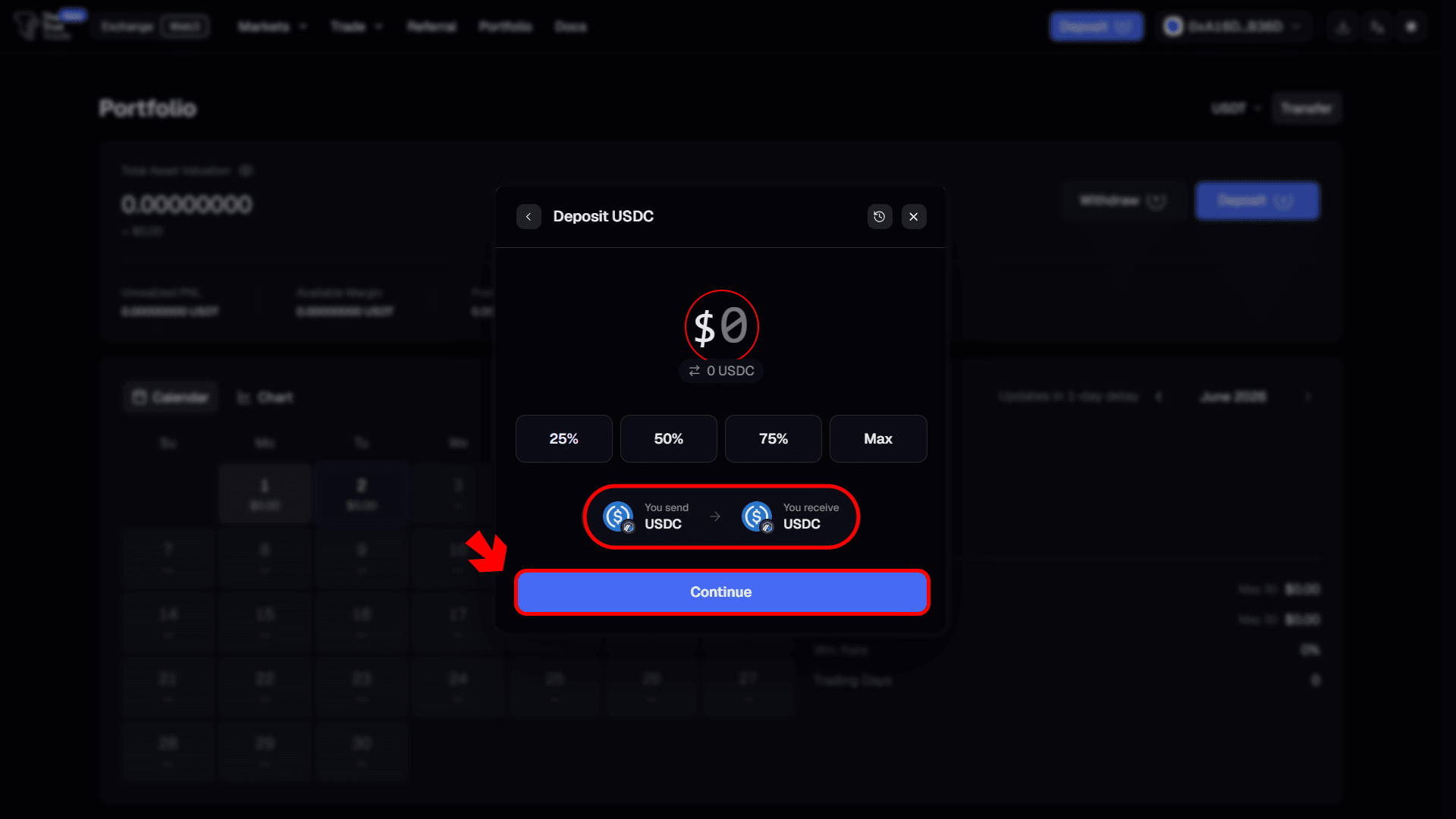 Enter deposit amount