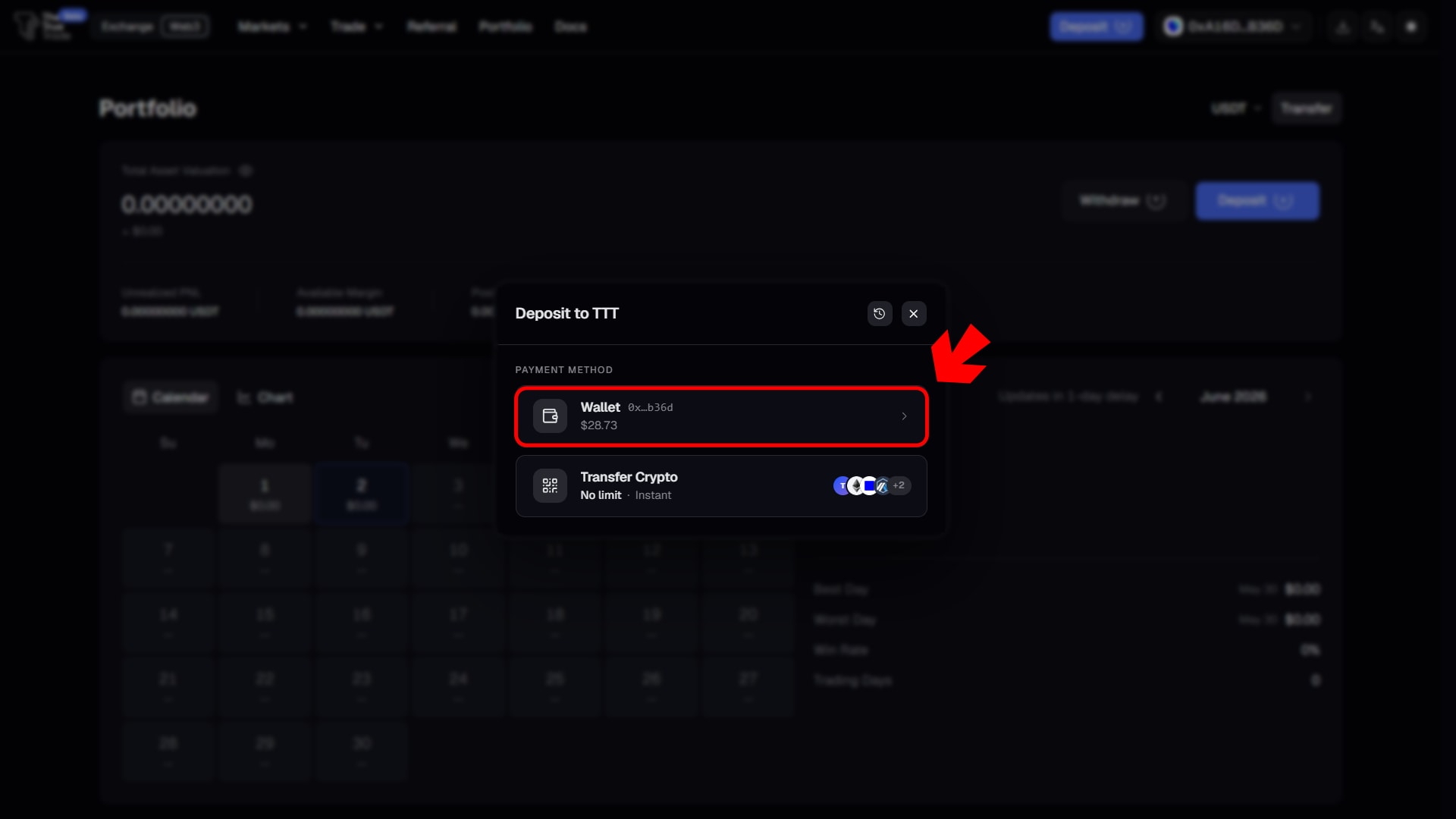 Select Wallet option