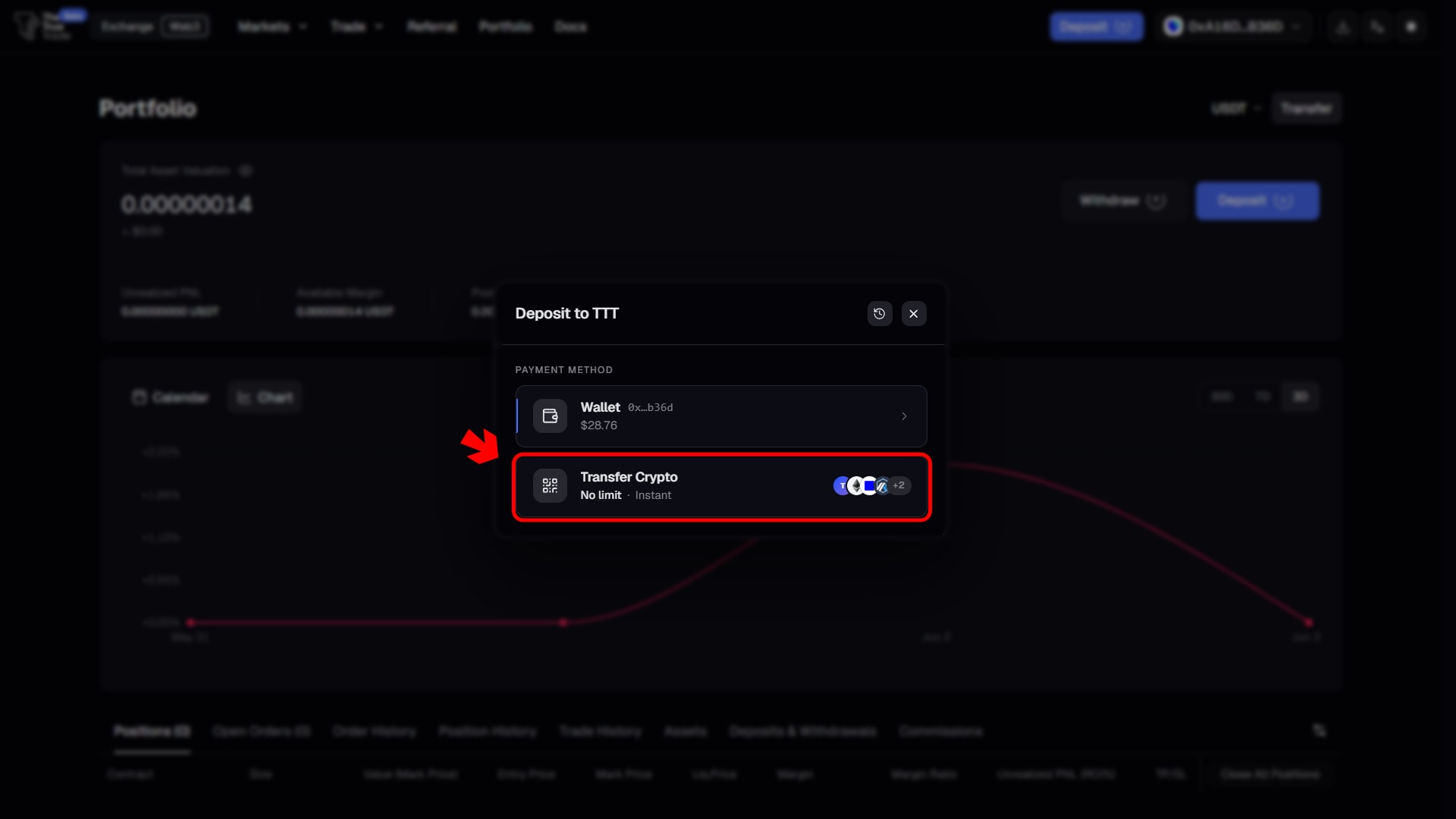 Transfer Crypto option