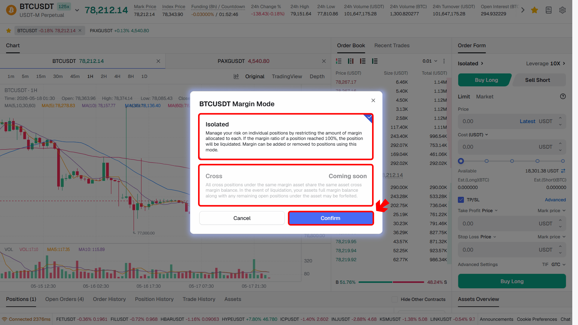 Margin mode options
