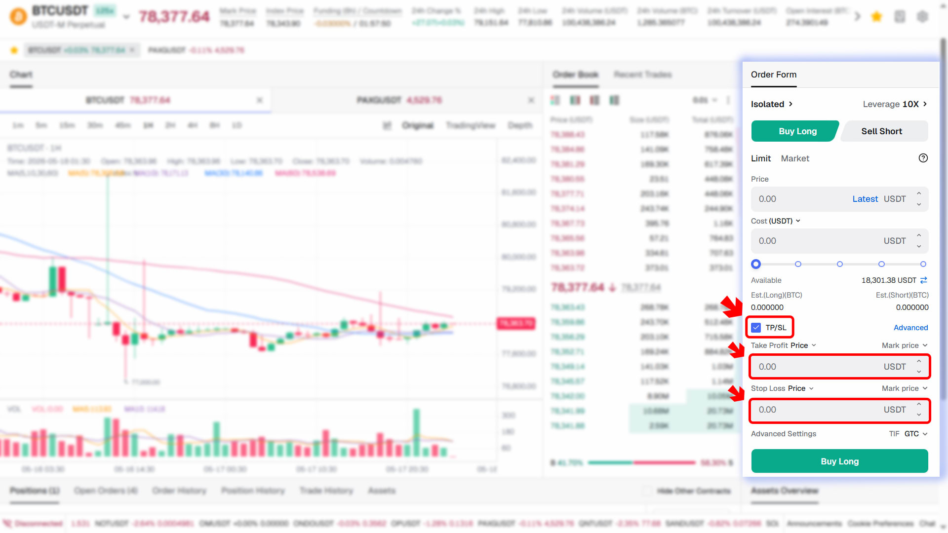 TP/SL entry point