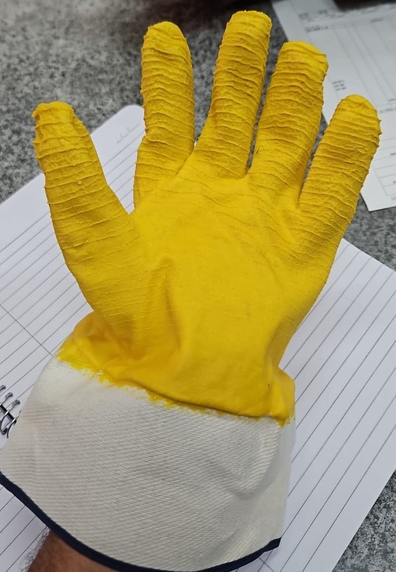 Latex coated open cuff gloves pair