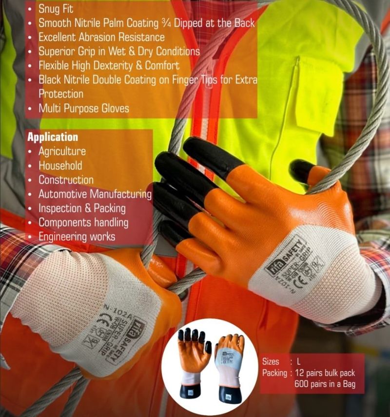 Orange Black Hand Gloves Pair 