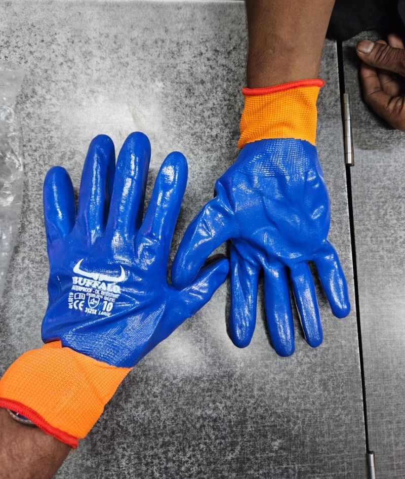 Nitrile Coated Hand Glove Pair Blue