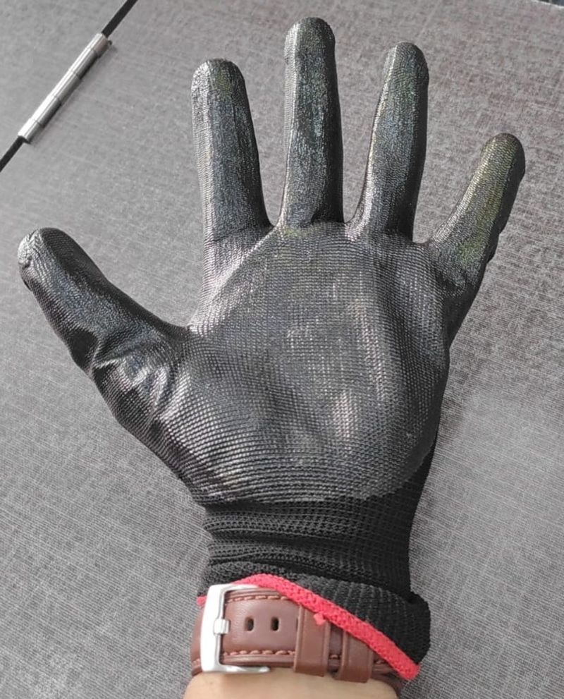 Black on black nitrile coated gloves Pair