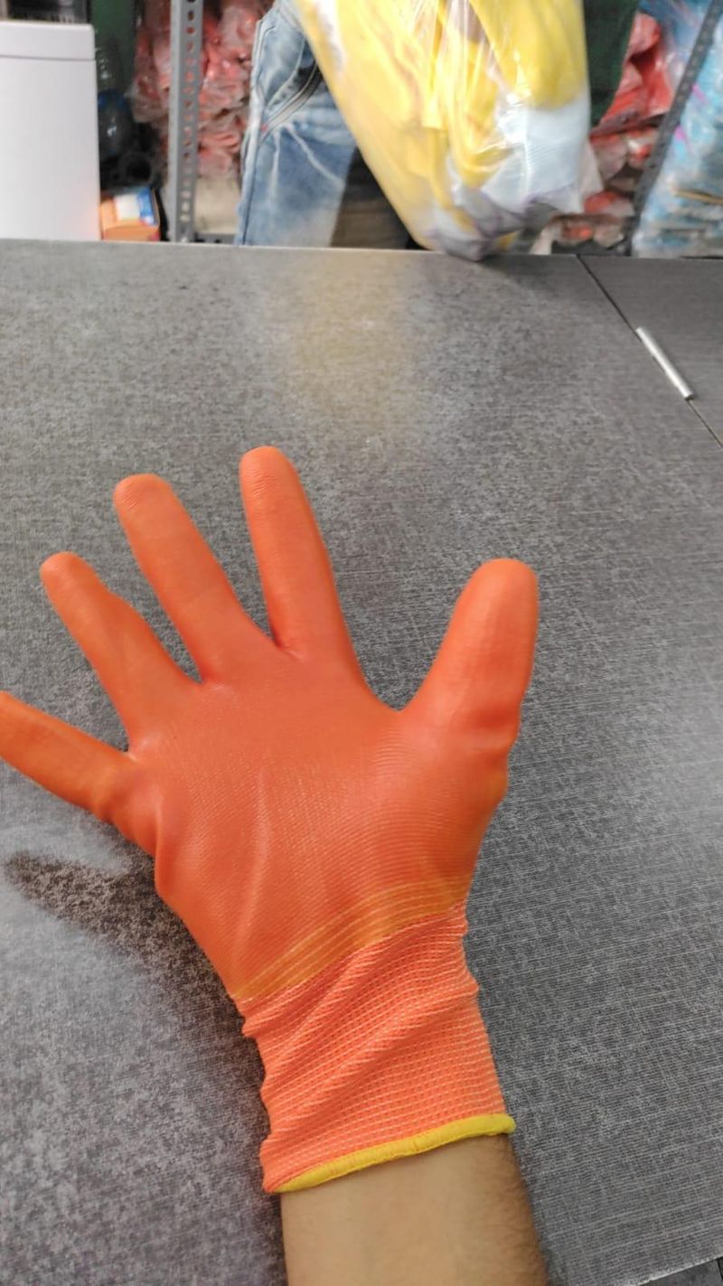 Orange nitrile coated gloves Pair