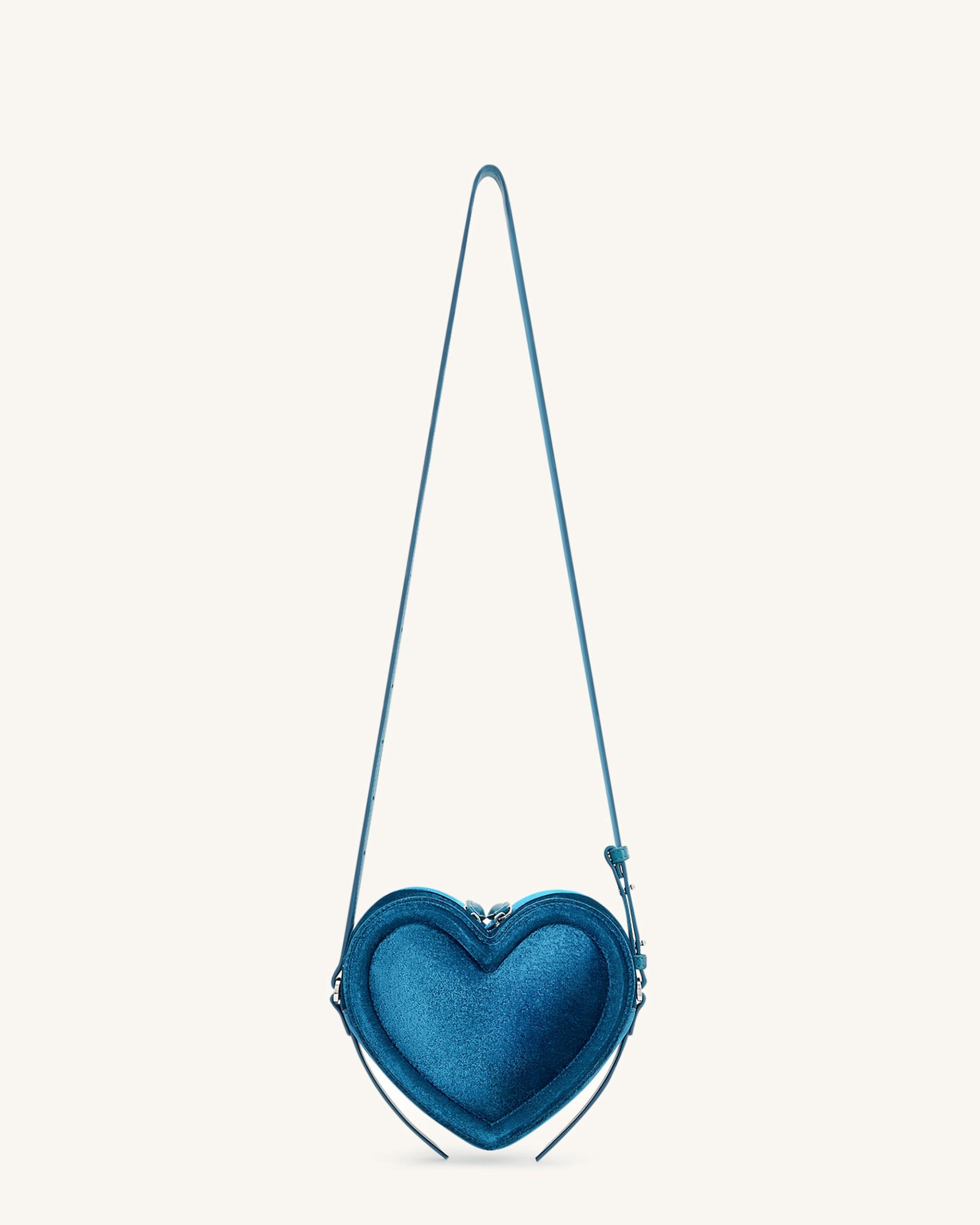 Arlene Velvet Heart Shaped Bag - Blue 3
