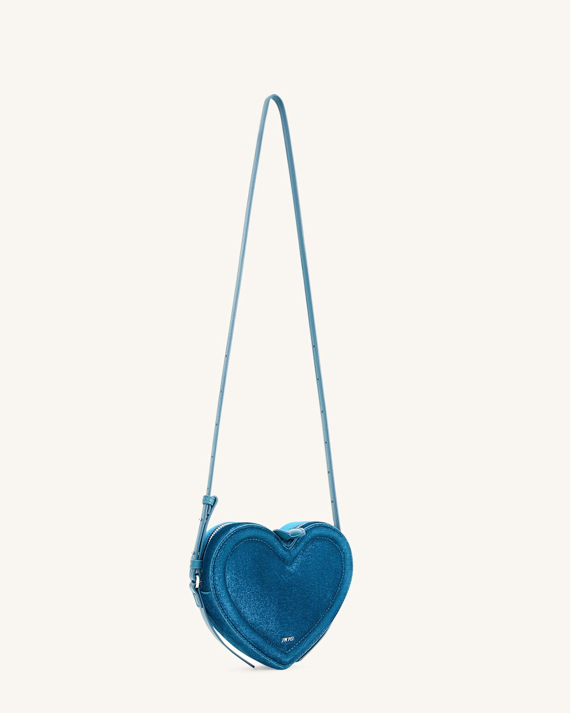 Arlene Velvet Heart Shaped Bag - Blue 2