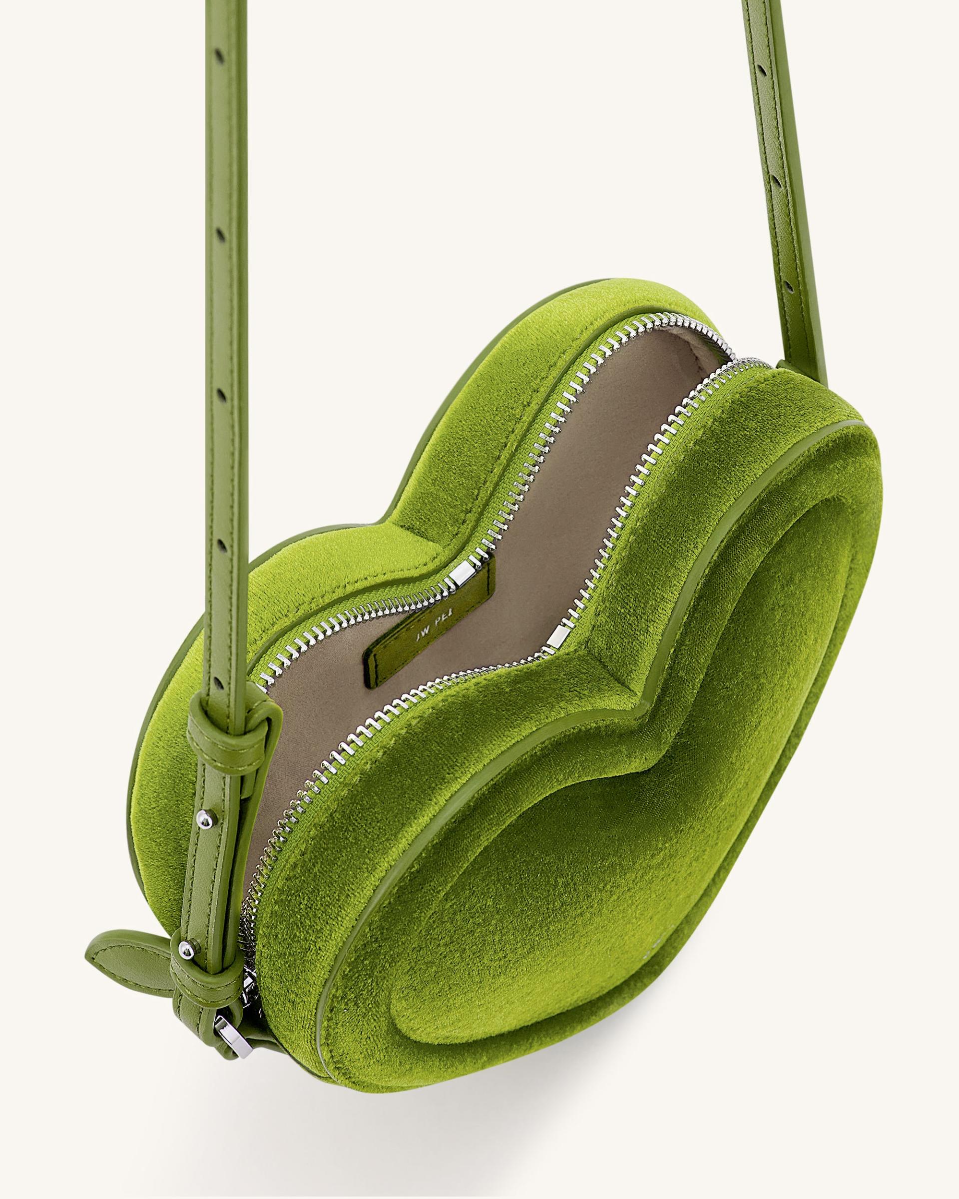Arlene Velvet Heart Shaped Bag - Green 4
