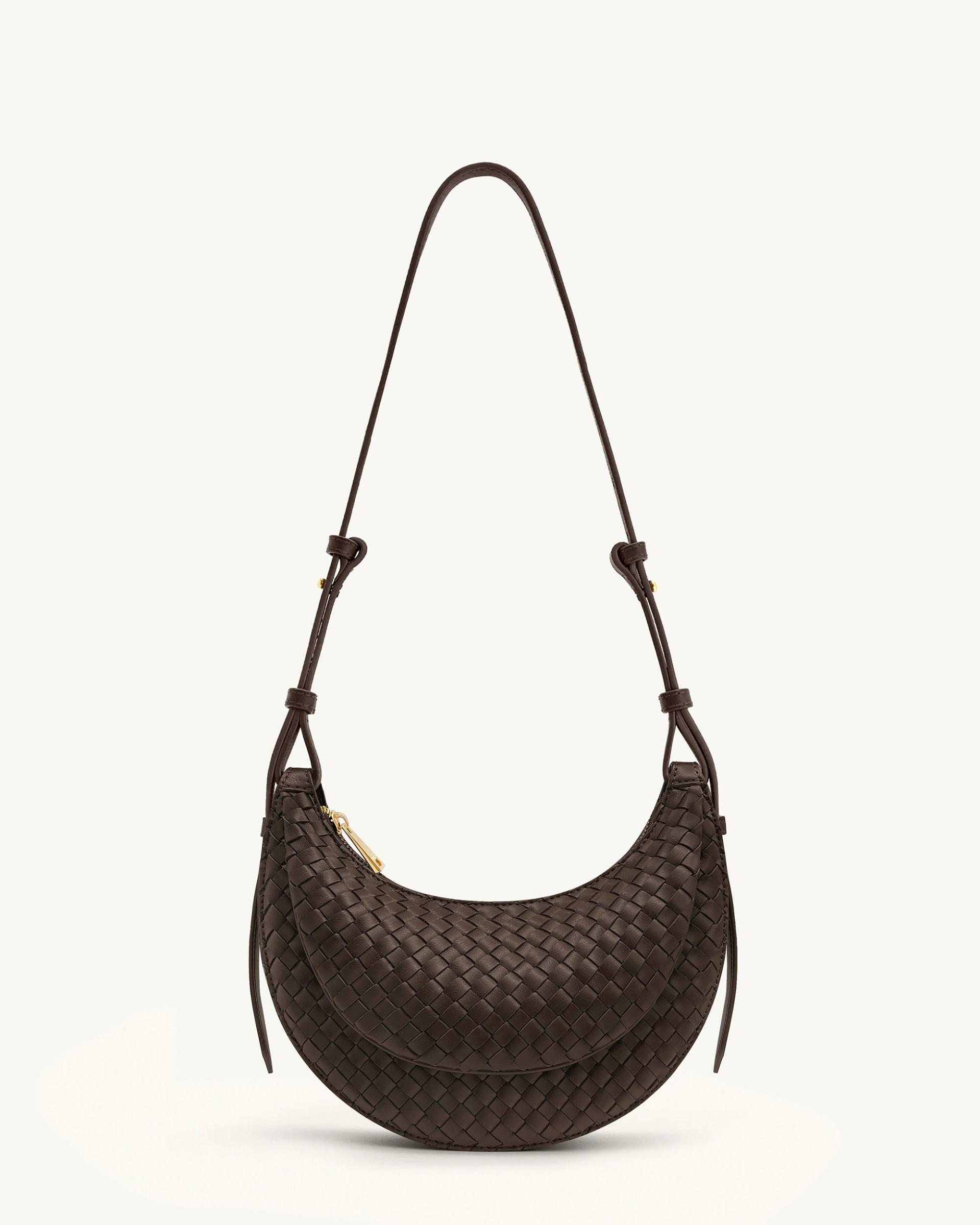 Sharon Woven Crossbody Bag - Coffee Brown