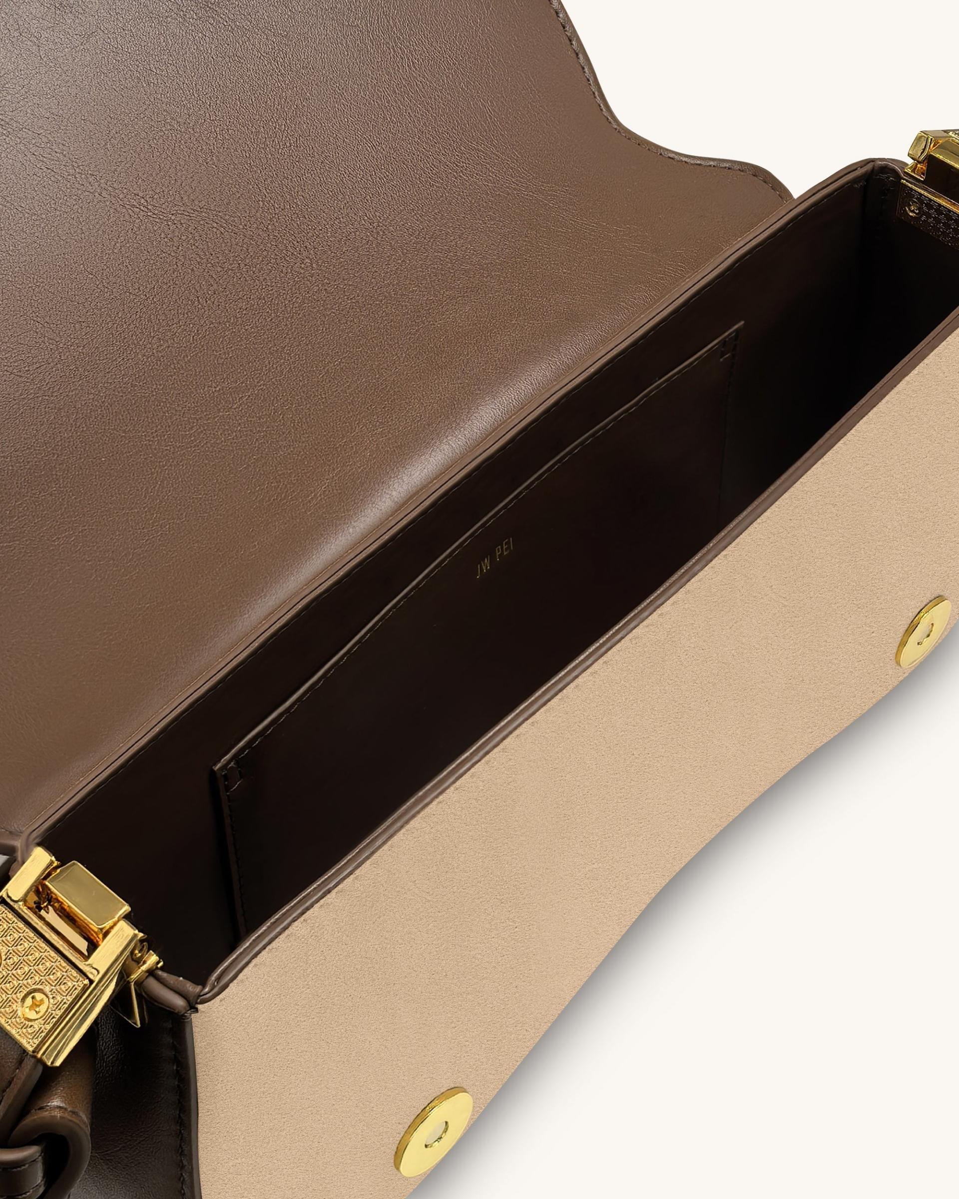 Joy Faux Suede Shoulder Bag - Khaki Brown 4