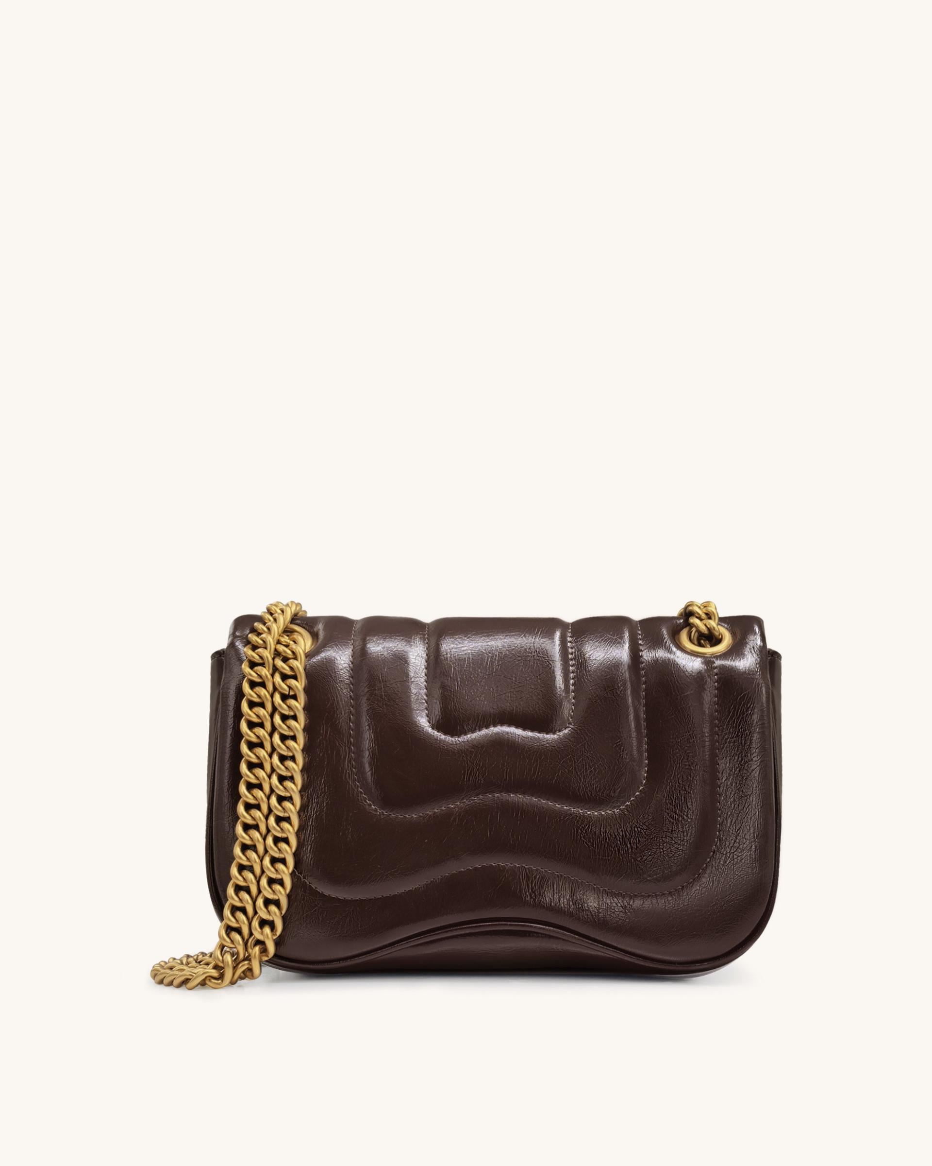 Tina Quilted Chain Crossbody - Deep Claret Brown 3