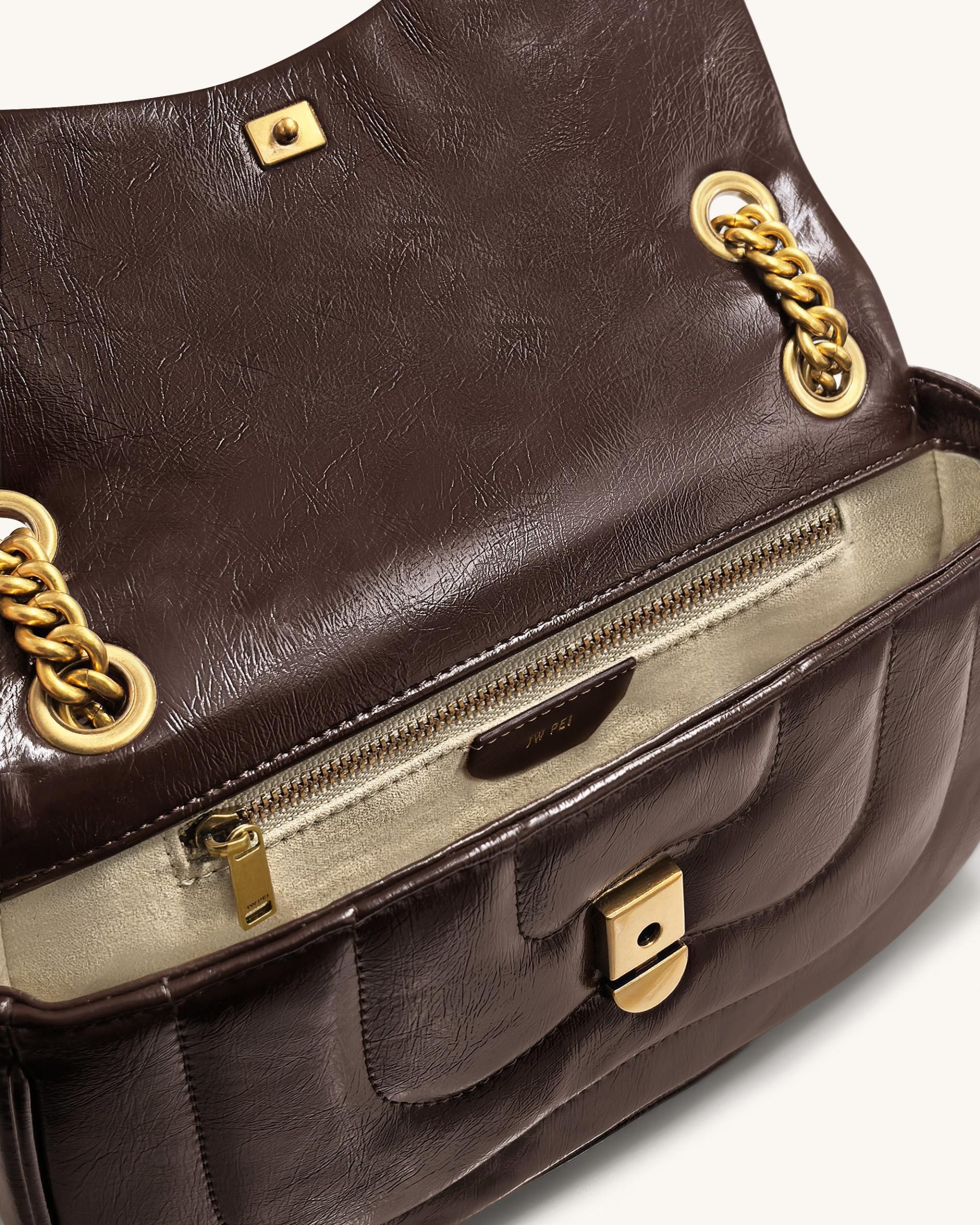 Tina Quilted Chain Crossbody - Deep Claret Brown 4