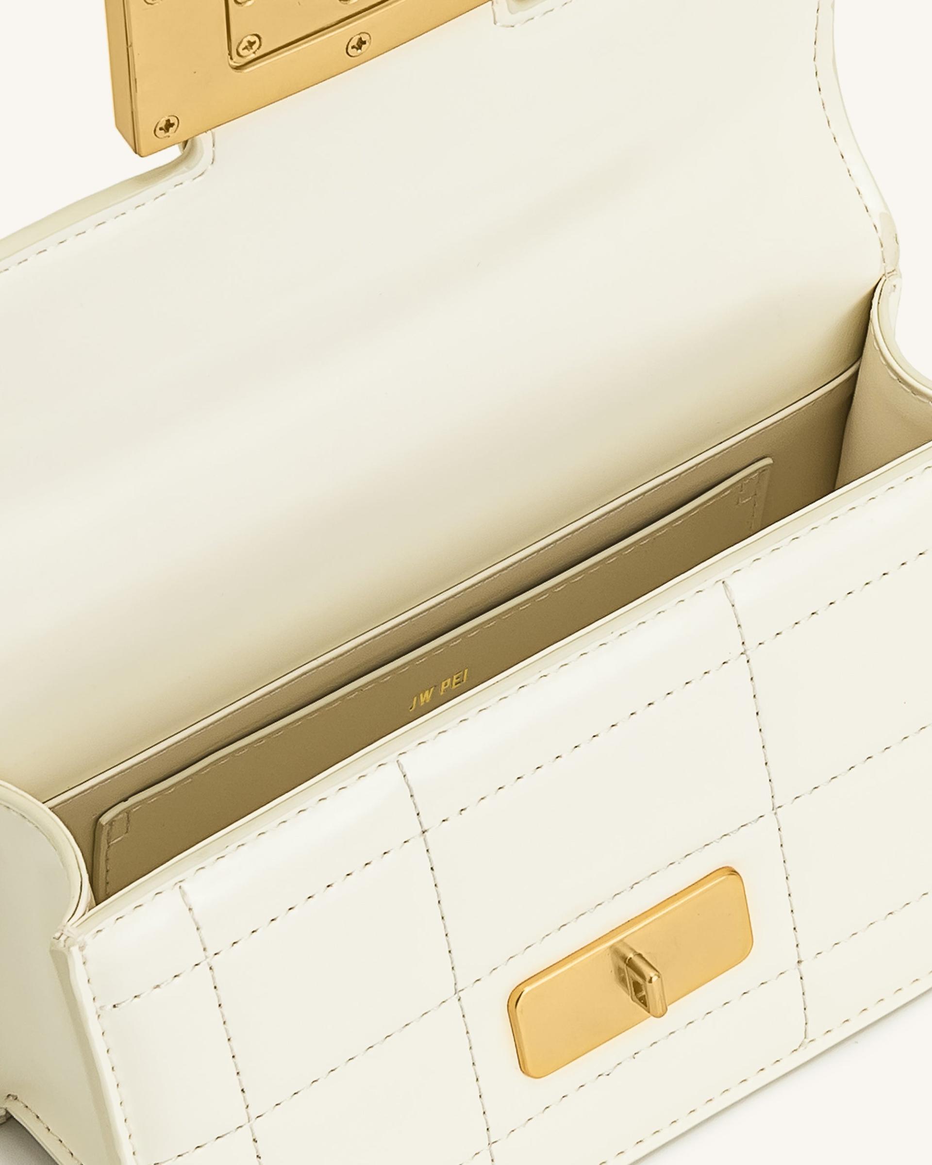 Kaia Bamboo Metal Handle Handbag - White 4