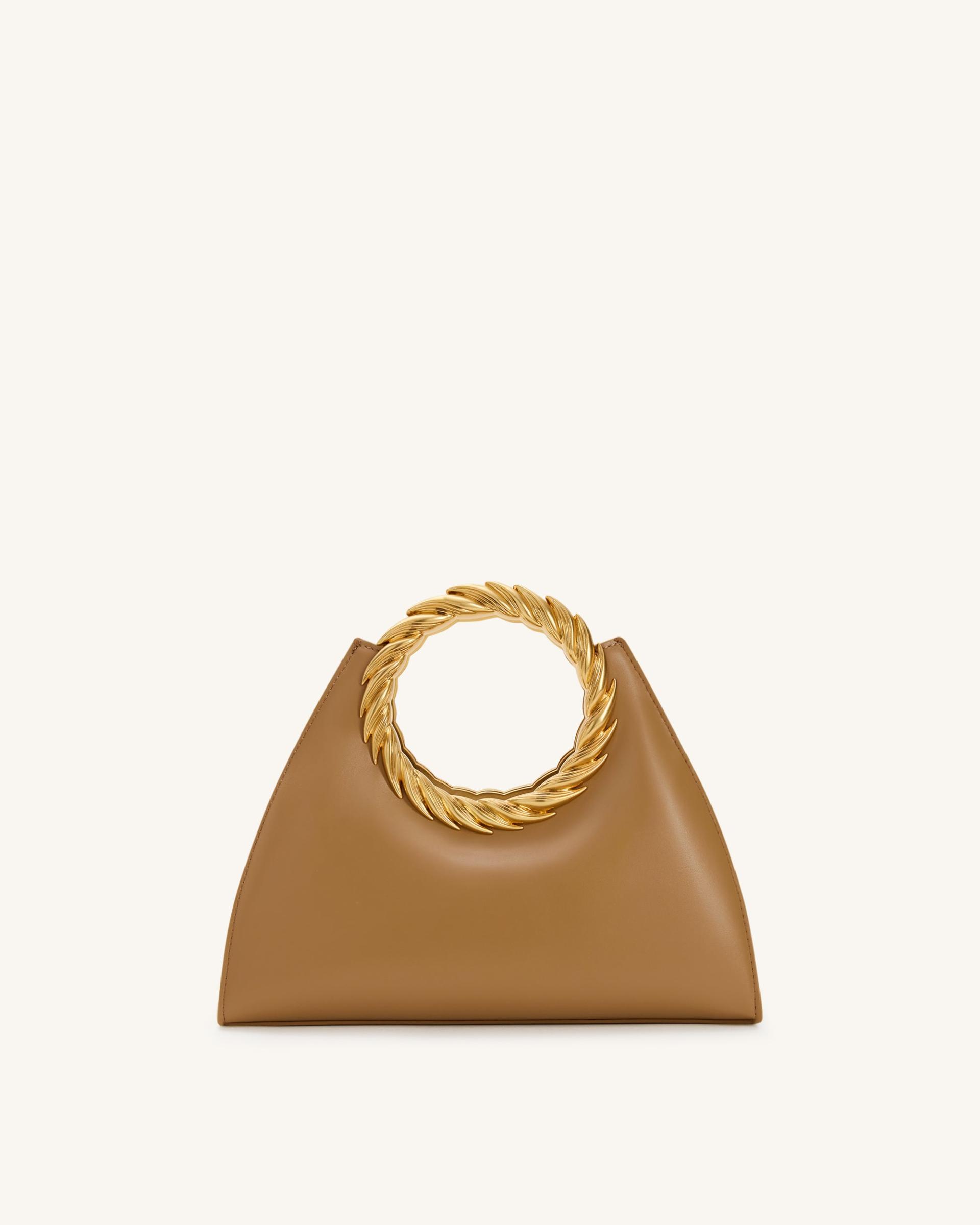 Amiya Leaf Handle Sculpture Bag - Brown 3