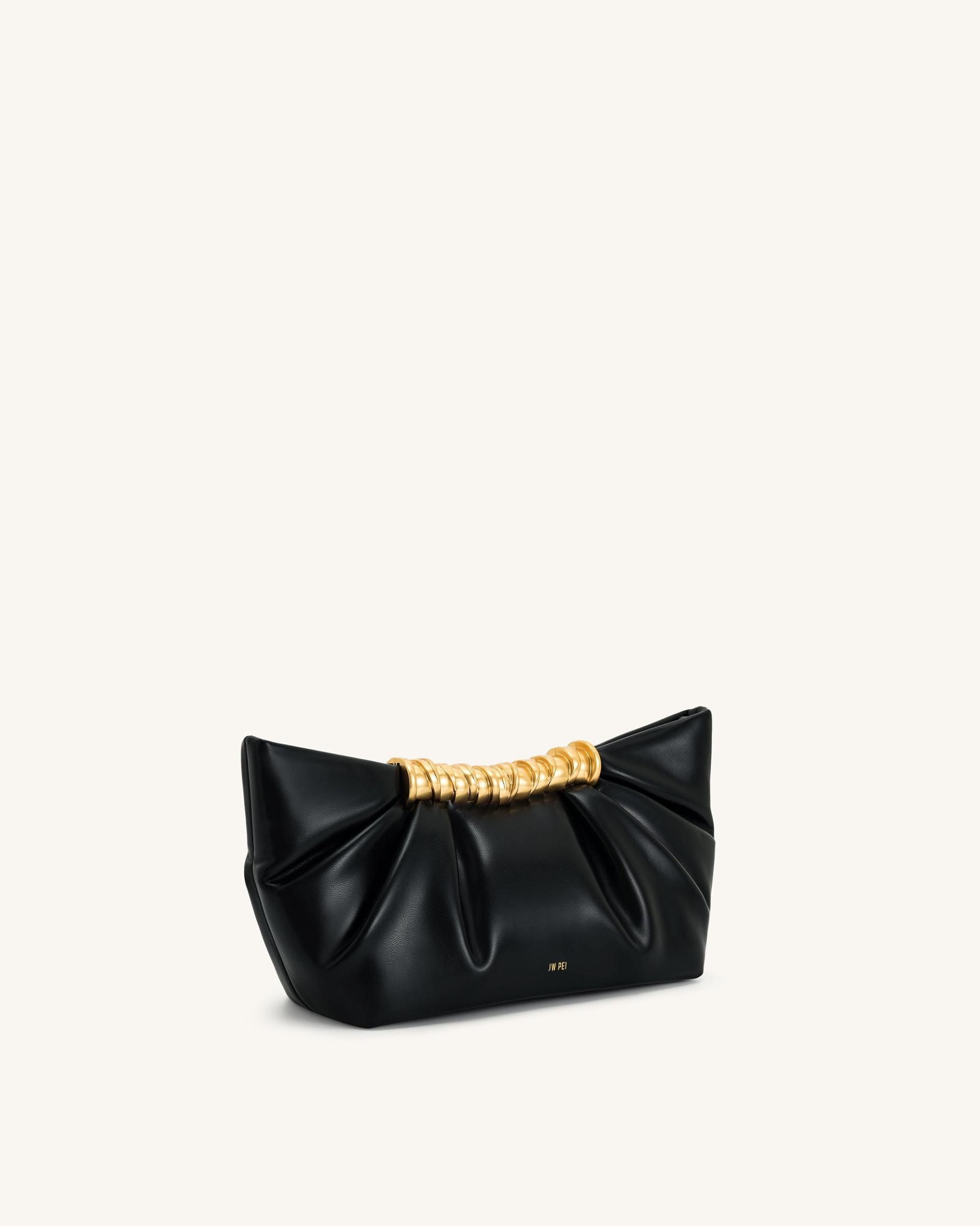Leia Pleated Clutch - Black 2
