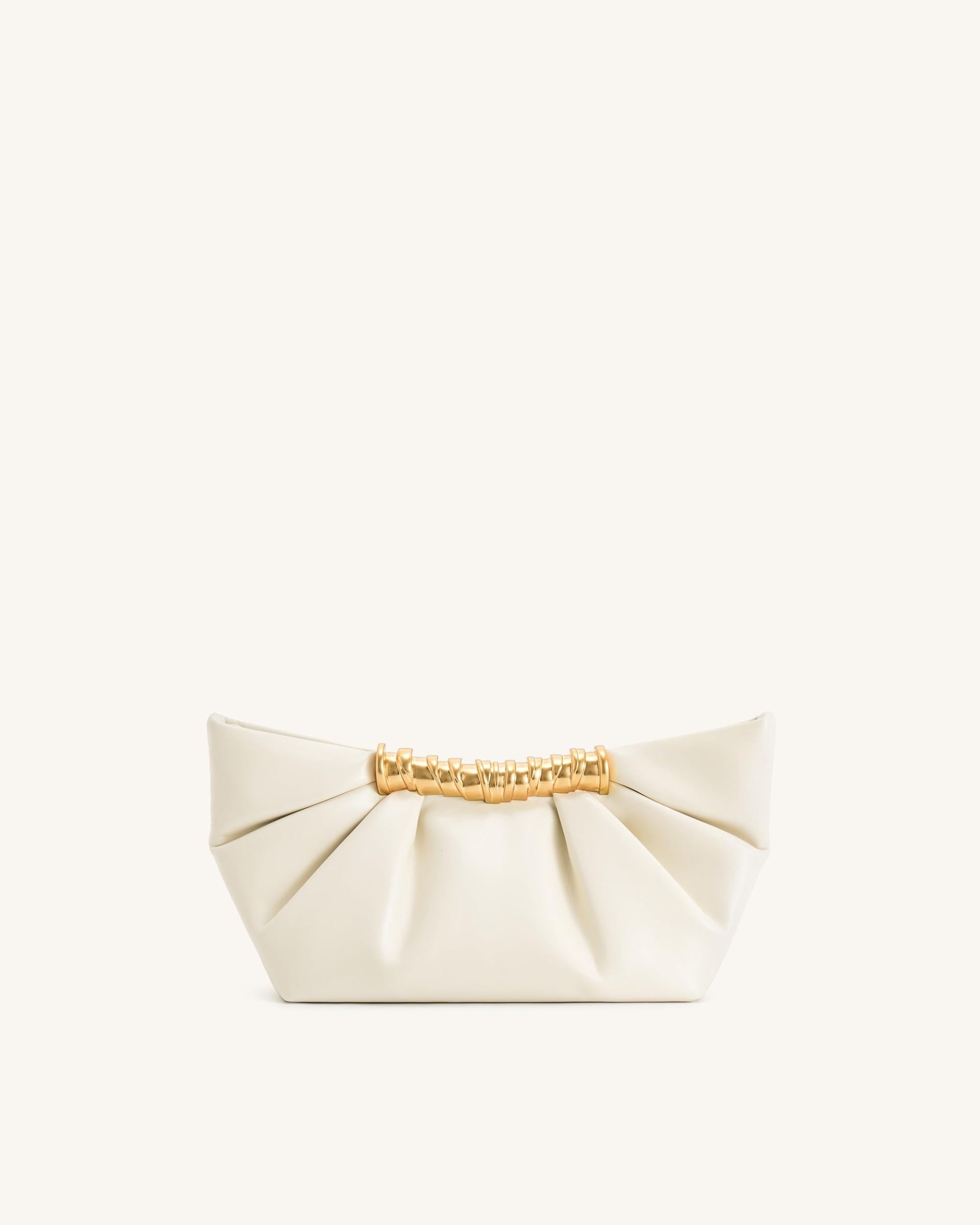 Leia Pleated Clutch - White 3