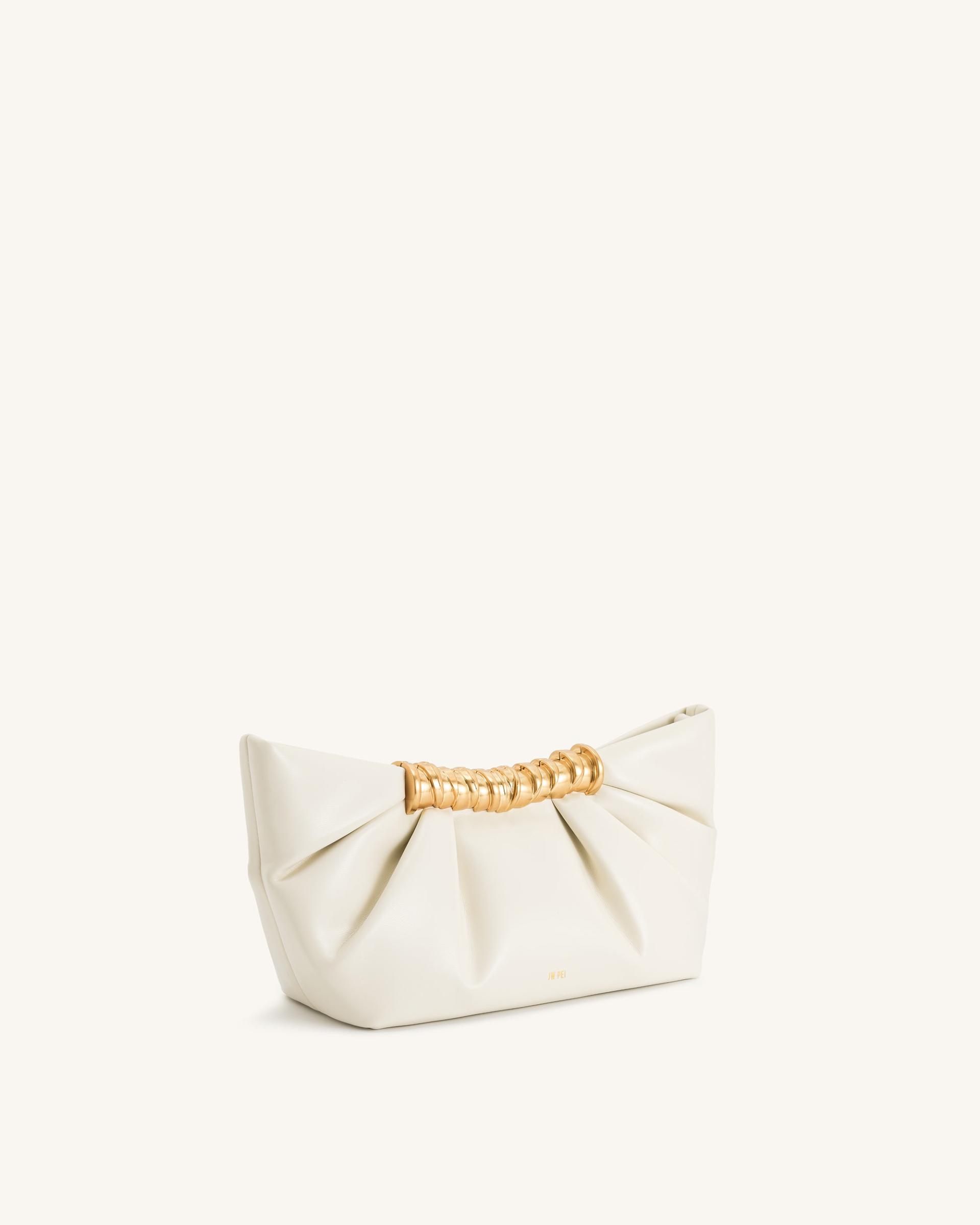 Leia Pleated Clutch - White 2