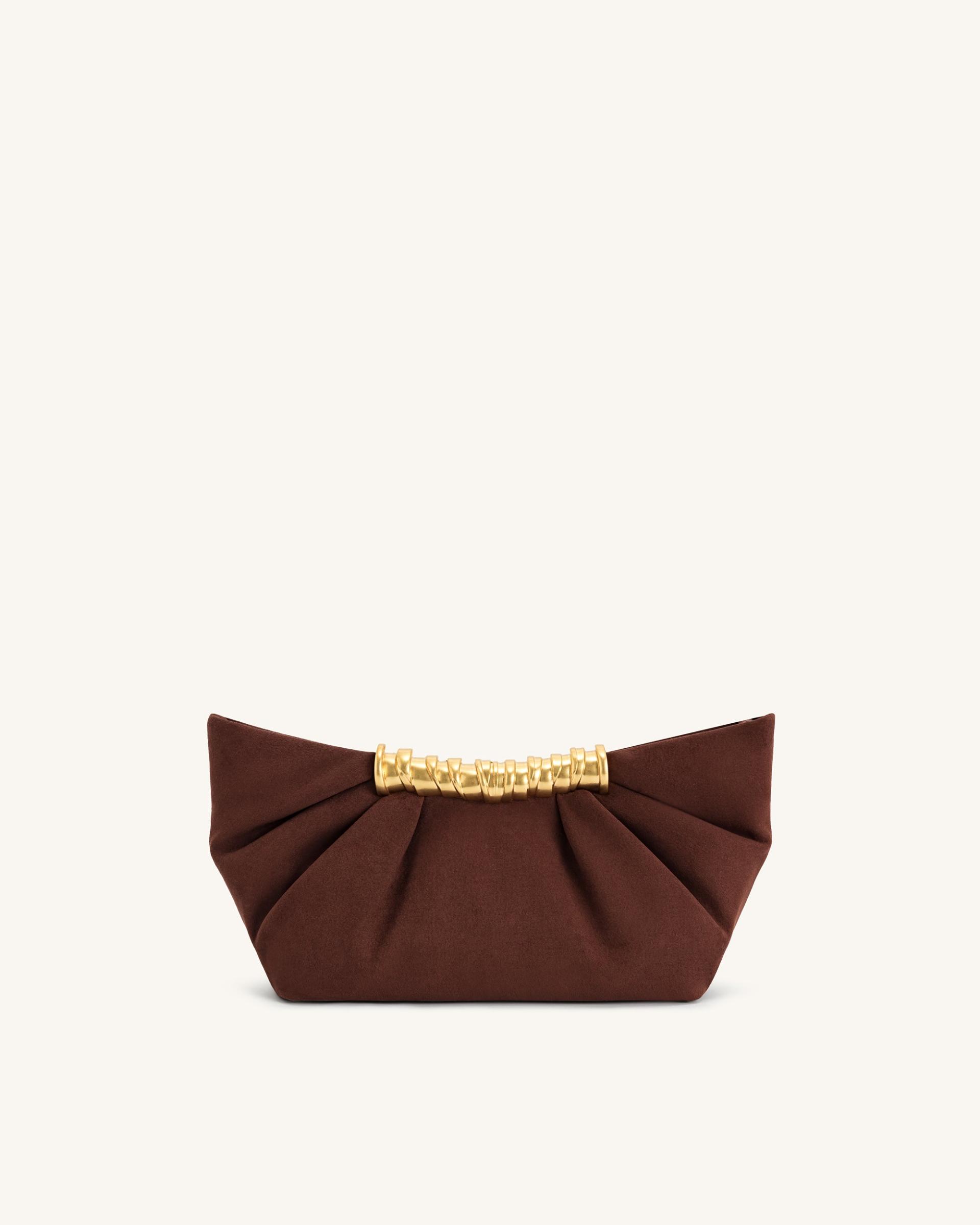 Leia Pleated Clutch - Dark Brown 3