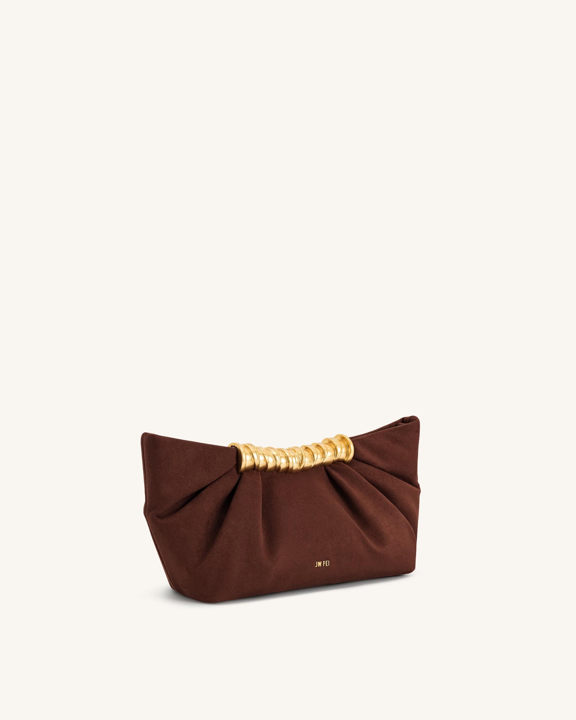 Leia Pleated Clutch - Dark Brown 2
