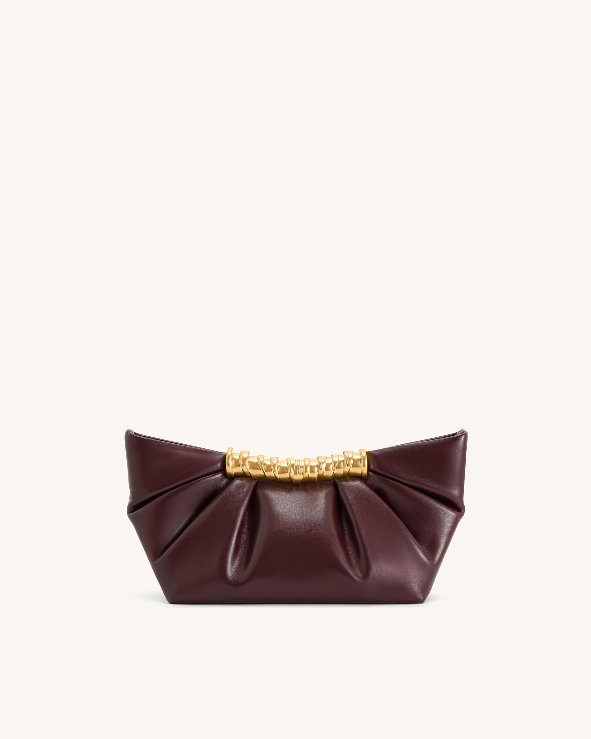 Leia Pleated Clutch - Deep Burgundy 4